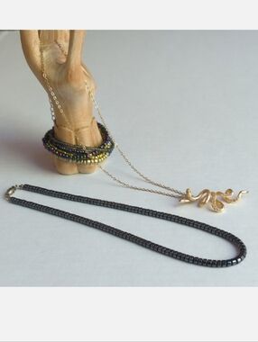 Witchy Jewelry Bundle Snake And Hematite Necklace/Beaded Bracelets Stack